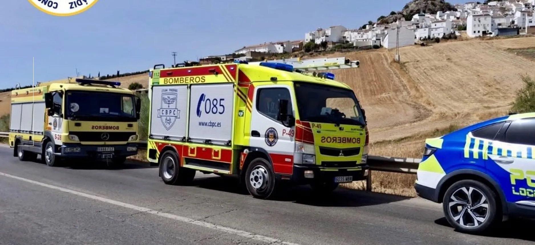 Vehículos de bomberos en el lugar del siniestro