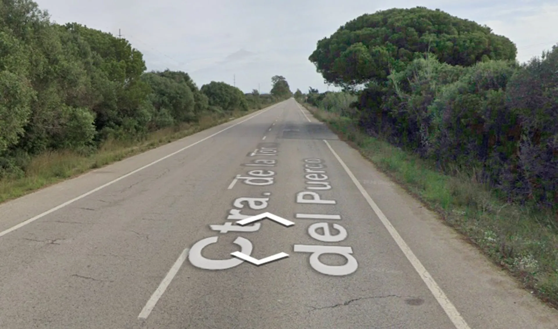 Carretera de la Torre del Puerco, a su paso por la zona de Roche